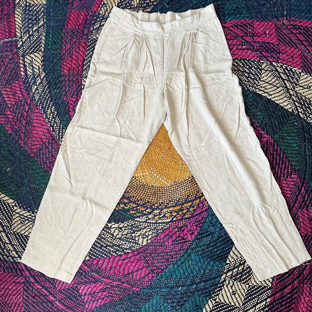 Vintage Khaki Linen Pants Size Medium